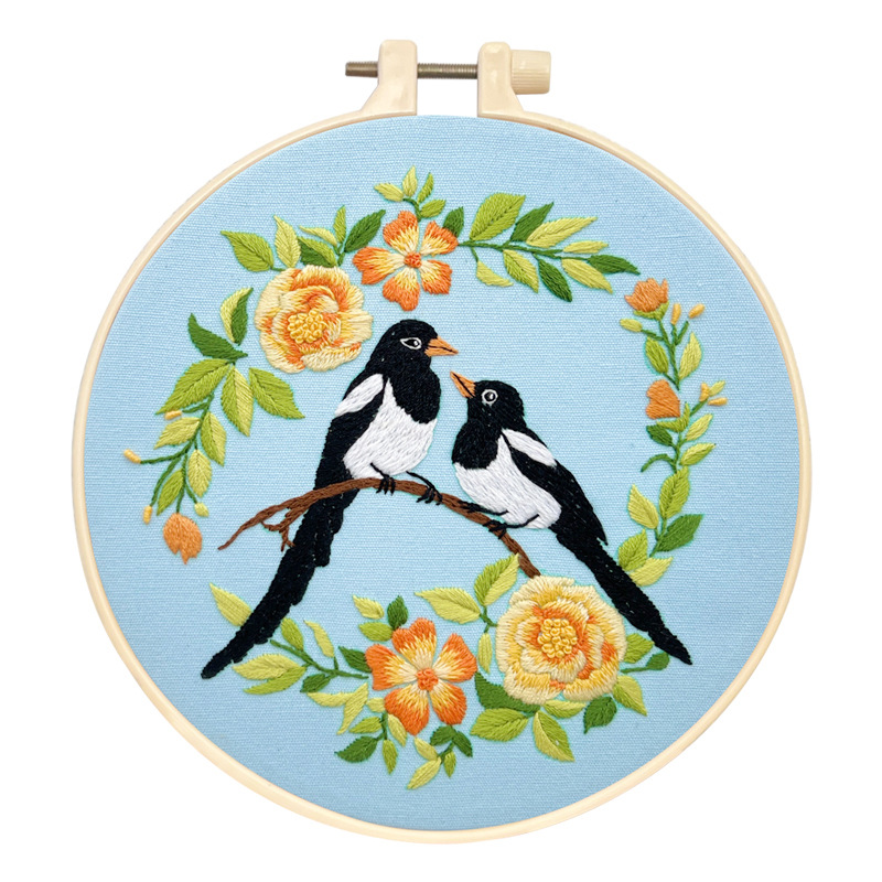 Lu serie de bordados pájaros bordados DIY material paquete de paquetes de aguja hecha a mano inglés peces peces pinturas decorativas de sala de estar