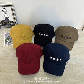 韩系时尚小众CHExN字母刺绣软顶棒球帽四季百搭显脸小鸭舌男女款