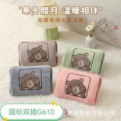 湯たんぽが越境した冬のぬいぐるみは電気湯たんぽに手を入れて充電します。