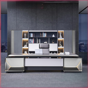 High-End Boss Desk, President Desk, Simple, Modern, Light Luxury, Fashionable Office Desk and Chair Combination, Office Furniture, Executive Desk