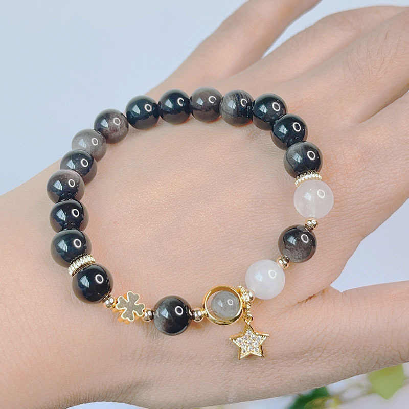 Fashion Star Heart Shape Flower Silver Stone Inlay Artificial Gemstones Womenu0027S Bracelets 1 Piec