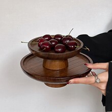 复古木质高脚水果盘蛋糕托盘家用客厅点心盘甜品台展示架日式果盘
