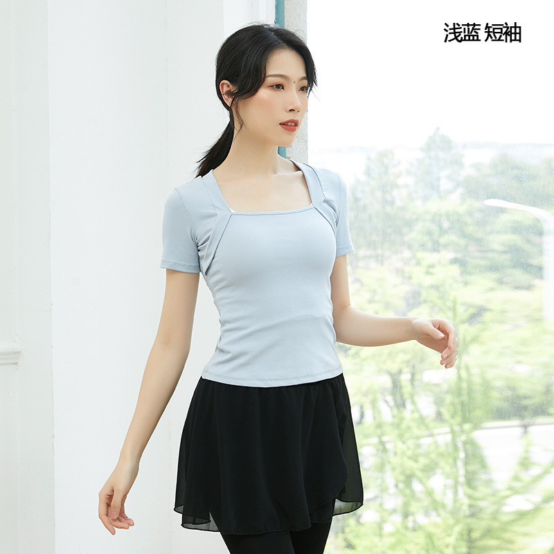 舞蹈练功服女春秋成人复古芭蕾风教师形体服装长袖假两件气质上衣|undefined