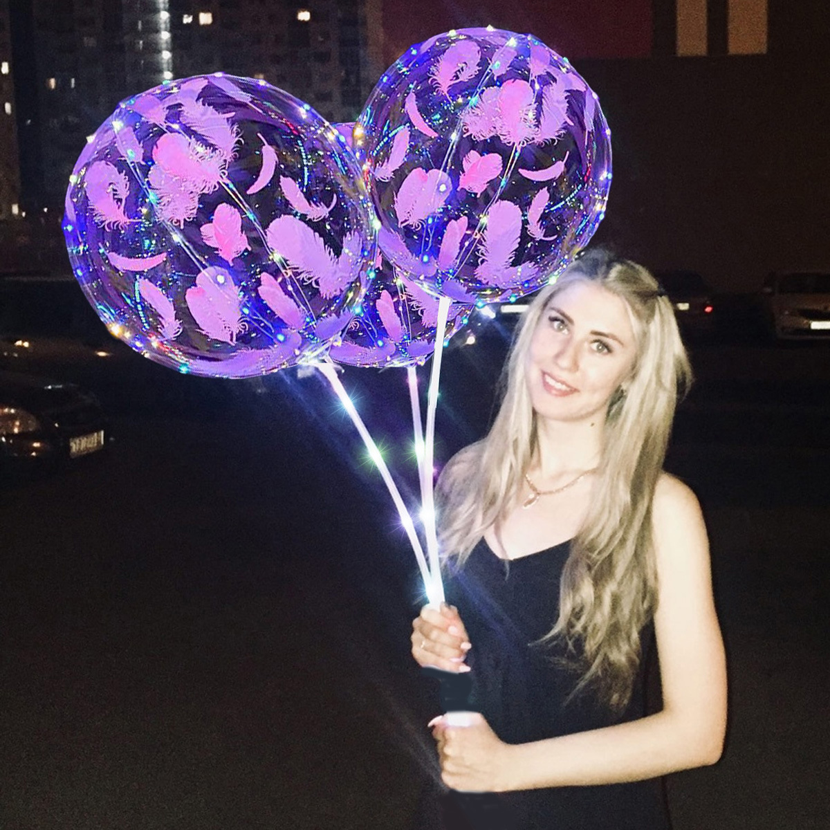 Red de red transparente estampado luminoso de 20 pulgadas bola de onda mercado nocturno puesto callejero globo decoración de cumpleaños accesorios