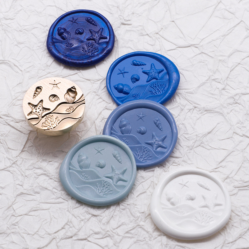 diy貝殼火漆印章海邊沙灘異形浮雕 學生禮物DIY信封請柬封口裝飾