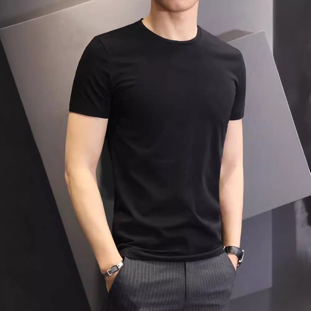 Fashionable cotton base solid color T-shirt for leisure