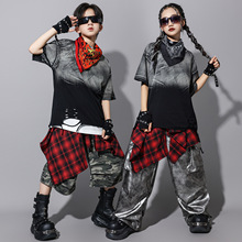 儿童街舞潮服嘻哈男童潮牌短袖套装少儿hiphop女童炸街演出服酷帅