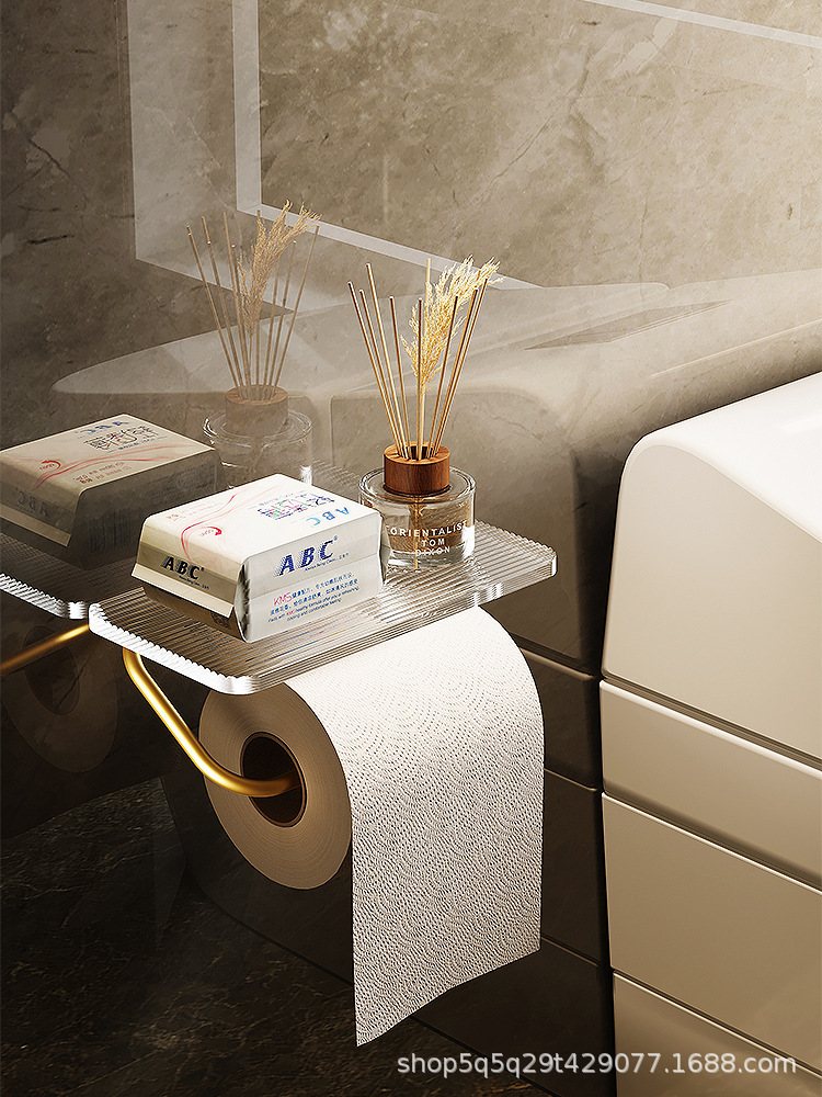 Light luxury bathroom tissue box free punching roll paper shelf…