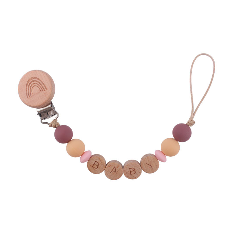 Nuevo bebé suministros de dibujos animados haya Arco Iris clip DIY nombre calmante bebé chupete cadena anti-gota cadena