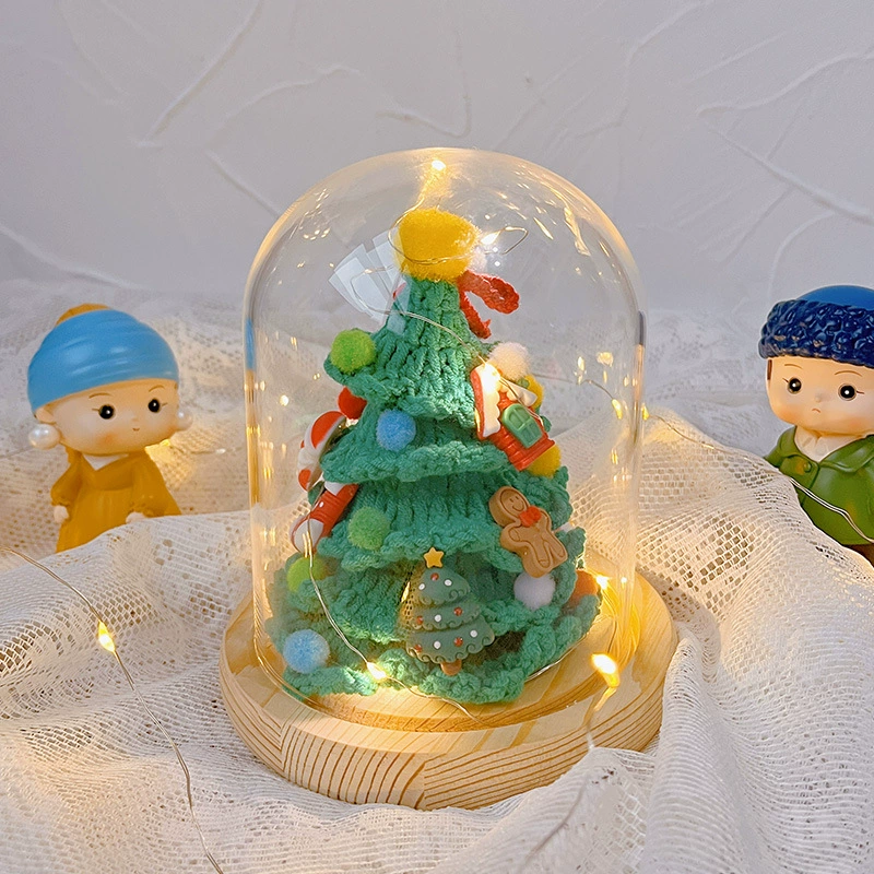 Руководство по дереву? handmade christmas woven lampshade decorative set, knitted tree under glass dome, with gift bag option