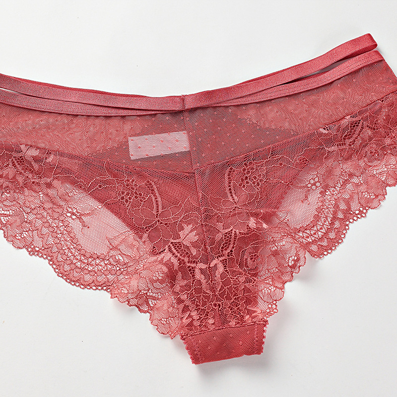 Ropa interior de encaje de cintura baja tentación polainas negras mujeres más tamaño encaje transparente sexy puro deseo ropa interior fábrica al por mayor