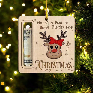 Christmas Tree Wallet Christmas Decoration Wooden Sign Creative Pendant DIY Wooden Crafts Christmas Pendant