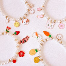 手工制作小狗小兔小猫珍珠项链宠物小型犬项圈泰迪比熊约克夏饰品