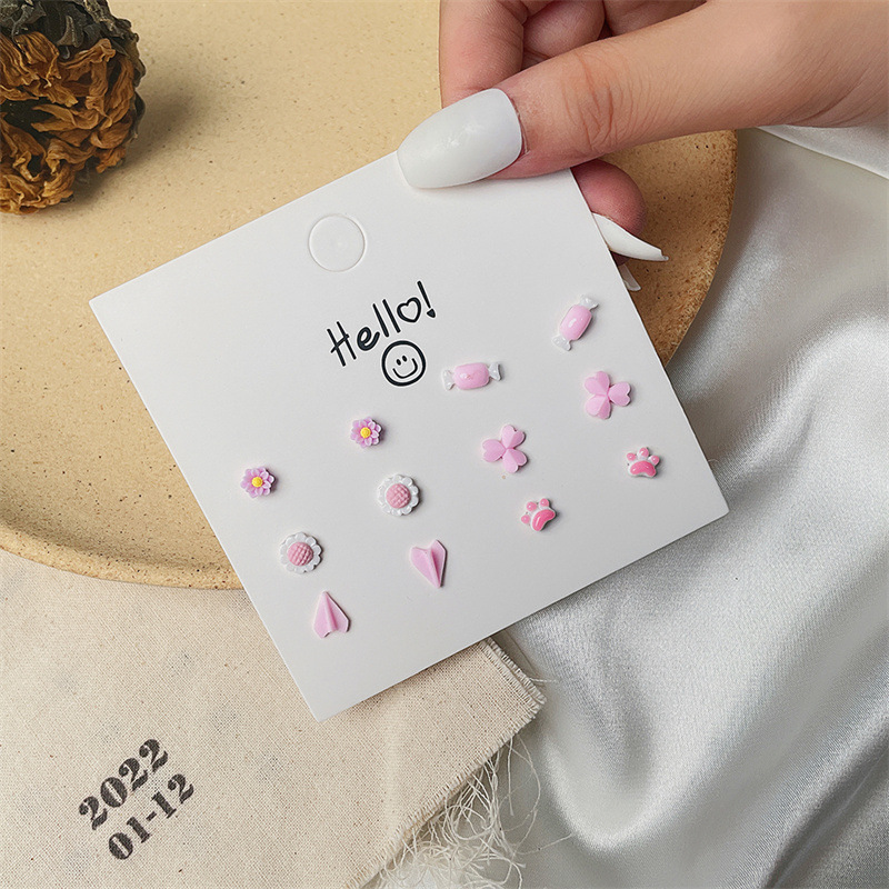 Cute Cartoon Flower Resin Enamel Womenu0027S Ear Studs 1 Set