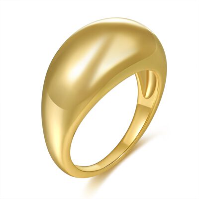 欧美亚马逊热卖新款铜18K金弧顶大光面戒指几何时尚简约指环 批发