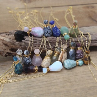 Faceted Natural Stone Crystal Essential Oil Vial Pendant�羳