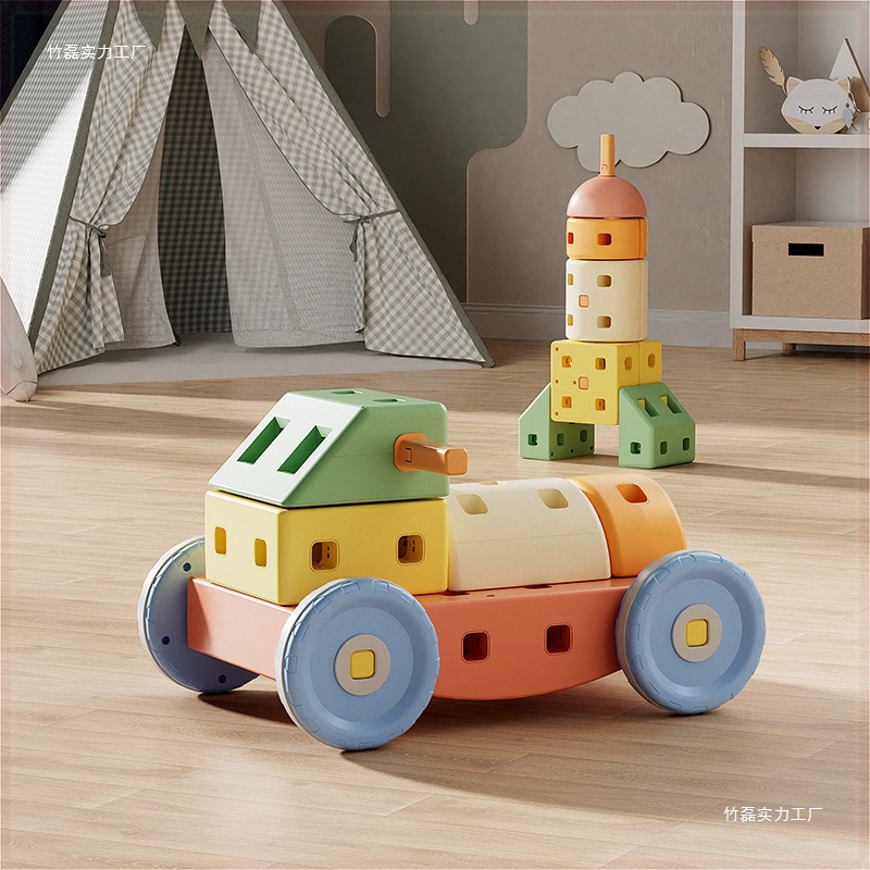 Coche de construcción de bloques de construcción, niño y niña de un año, vehículo utilitario, cumpleaños, niño de 1 a 6 años, partículas grandes