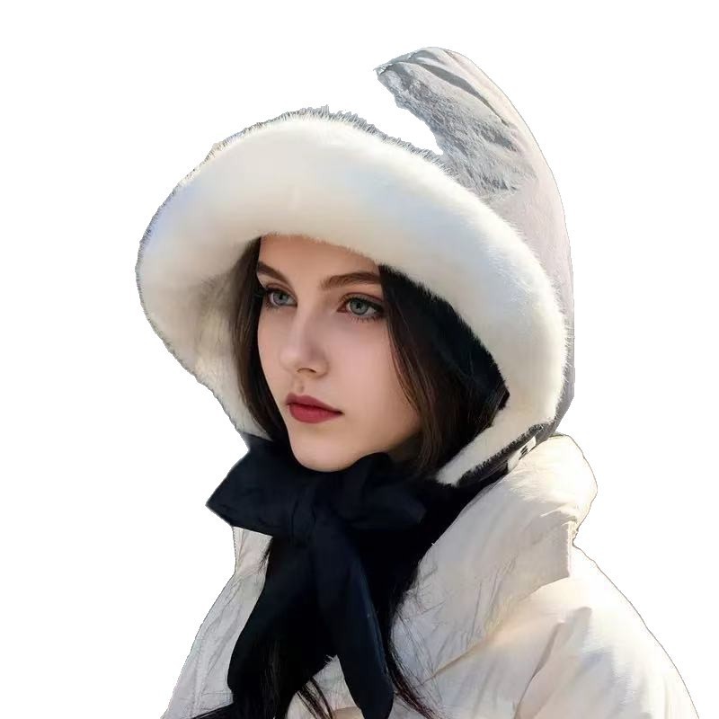羽绒棉毛绒帽子女款秋冬季巴拉克拉法帽大头围加厚保暖护耳雷锋帽|undefined