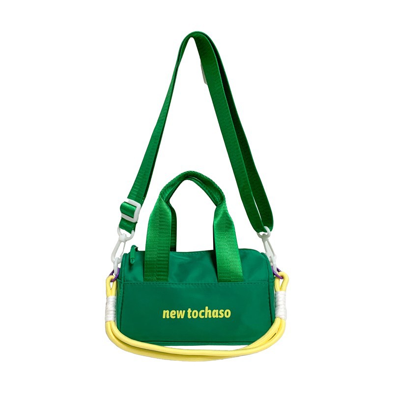 Bolsa de hombro casuales coreana para niños y niñas, letras extranjeras para bebés, bolsas portátiles de balde de agua 2025, nuevas bolsas de comercio exterior para niños