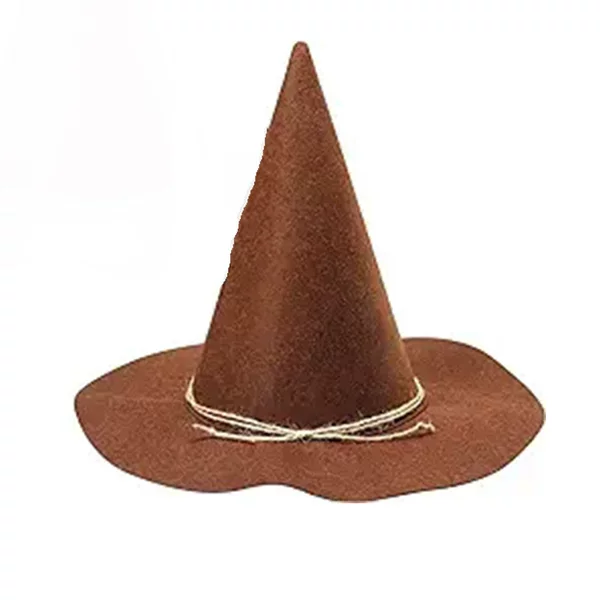 in stock Halloween Carnival Party Brown Scarecrow Hat Deep Cafe Felt Hemp Pointed Hat Witch Hat