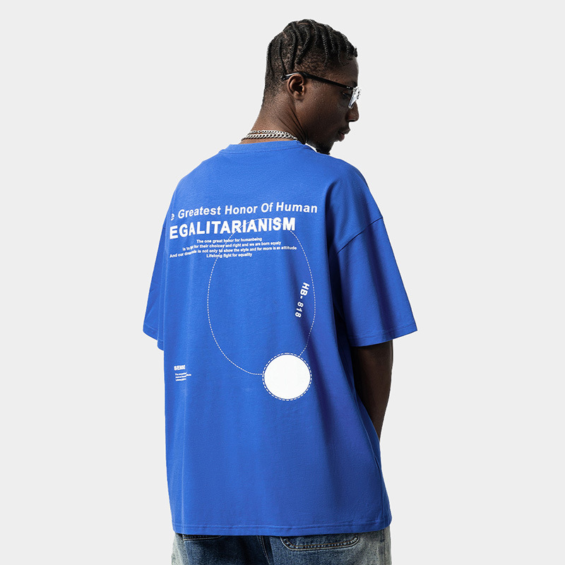 T-shirt versatile per coppia da uomo a maniche corte stampata di marca americana High Street Fashion_voghion.com