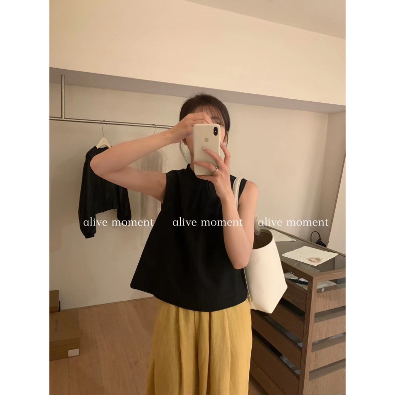 Korean Style Lace-Up Lace Vest Loose Shirt for Women