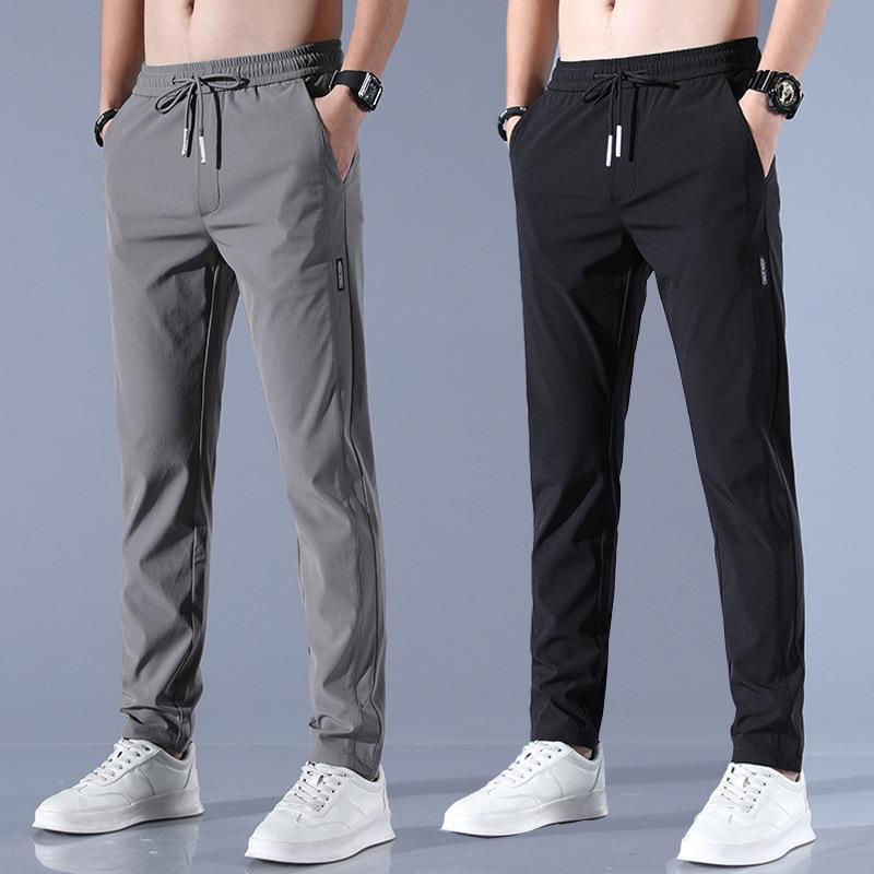 silk breathable solid color thin men's sports trousers