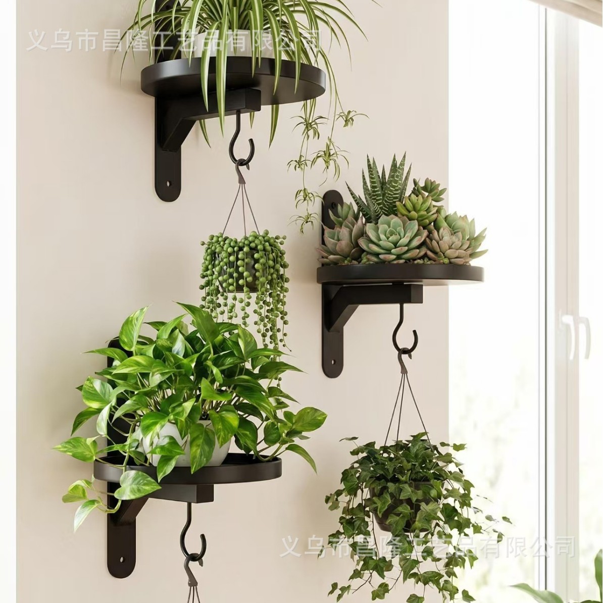 Transfronterizo 2026 nuevo marco de plantas de pared colgante de plantas de pared colgante de maceta de flores campana de viento marco de flores multifuncional