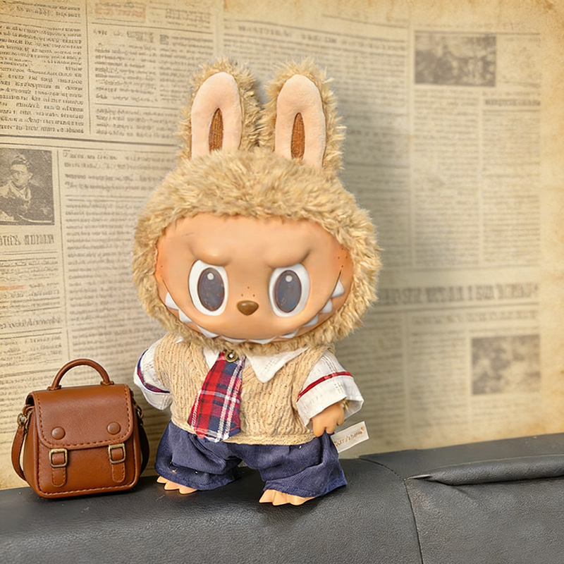 Ropa de muñeca de peluche de vinilo Labubu de 38cm para ropa de muñeca La Bu Time to Chill