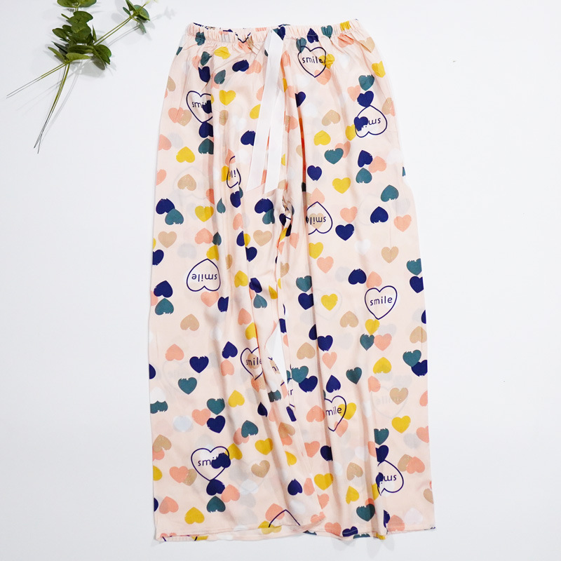Pantalones de pijama de verano Source 45 de algodón y seda, pantalones anchos de nueve puntos para mujer, finos, talla grande, pantalones holgados para aire acondicionado, pantalones de playa