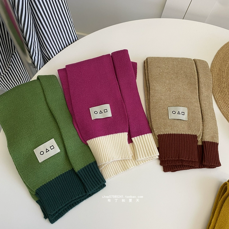 Корейская линия CHIC супер красивый цвет платок скрещенные вязаные шерстяные шарфы на плече рубашка с розово-красной корейской версией женщины