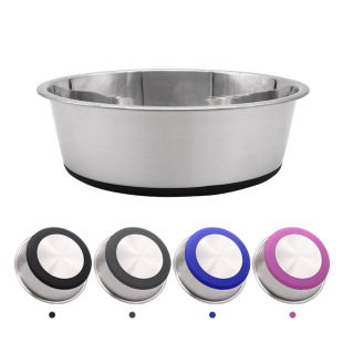 Stainless Steel Dog Pot Dog Bowl Anti-overturning Dog Food Pot Dog Water Bowl Cross-border Supplies Pet Bowl Big Dog Bowl Dog Rice Pot