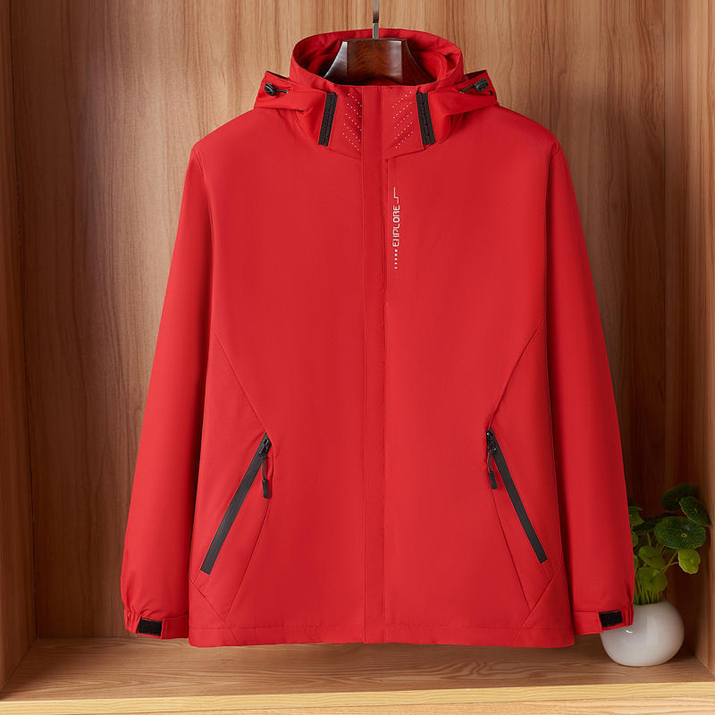 3 - en - 1 traje de asalto desmontable a prueba de viento dos piezas juego de ropa de trabajo de terciopelo casual capa de impresión LOGO para hombres