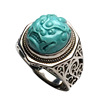 Organic turquoise carved natural ore, stone inlay, beads, ring with stone suitable for men and women, silver 925 sample