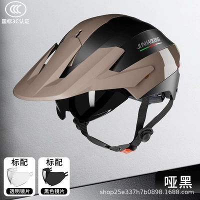 Junhaolong electric motorcycle helmet, summer sun protection, suitable for all seasons, electric scooter safety helmet, half helmet, 3C certified (Motosiklet kaskı (dəbilqə)) - matte-black-transparent-mirror-small-sunglasses-lenses-are-interchangeable-one-size-fits-all55-62cm