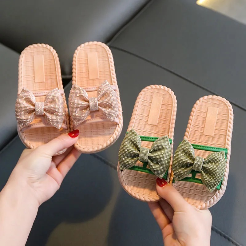 Girls slippers summer wear cute bow prin...