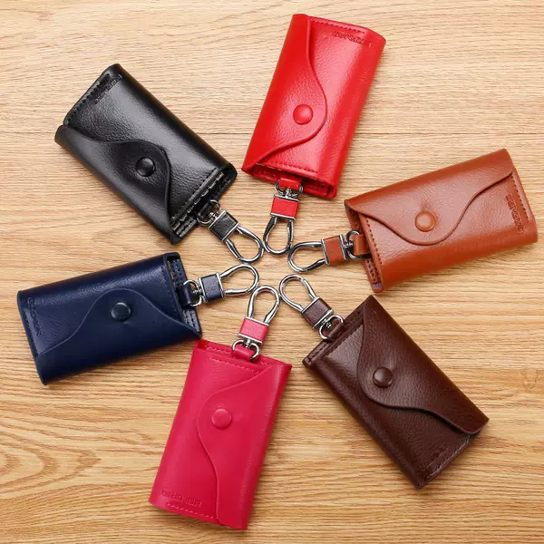 Korean Style Key Bag Men's Genuine Leather Car Key Bag Waist Hanging Cowhide Multi-Functional Zipper Key Bag Buckle Women's Bag