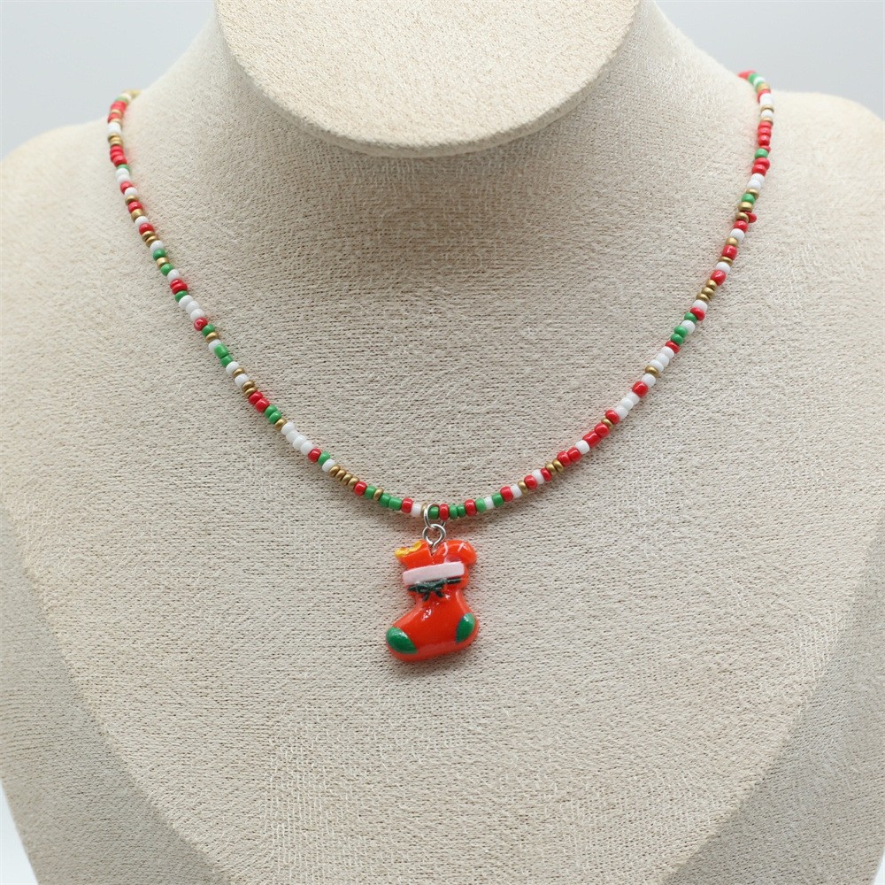 10g Weight Plastic Pendant Material Pendant Necklace Classification Seed Bead Chain Material Beaded Chain Chain Type 1 Piece Quantity Holiday, Festival Occasion Beaded, Plastic Material Christmas Festival Christmas Tree, Santa Claus, Snowflake Pattern Women's Gender Cartoon Style, Cute Style Cartoon Style Cute Christmas Tree Santa Claus Snowflake Beaded Plastic Beaded Chain Beaded Necklaces Christmas Wholesale 7