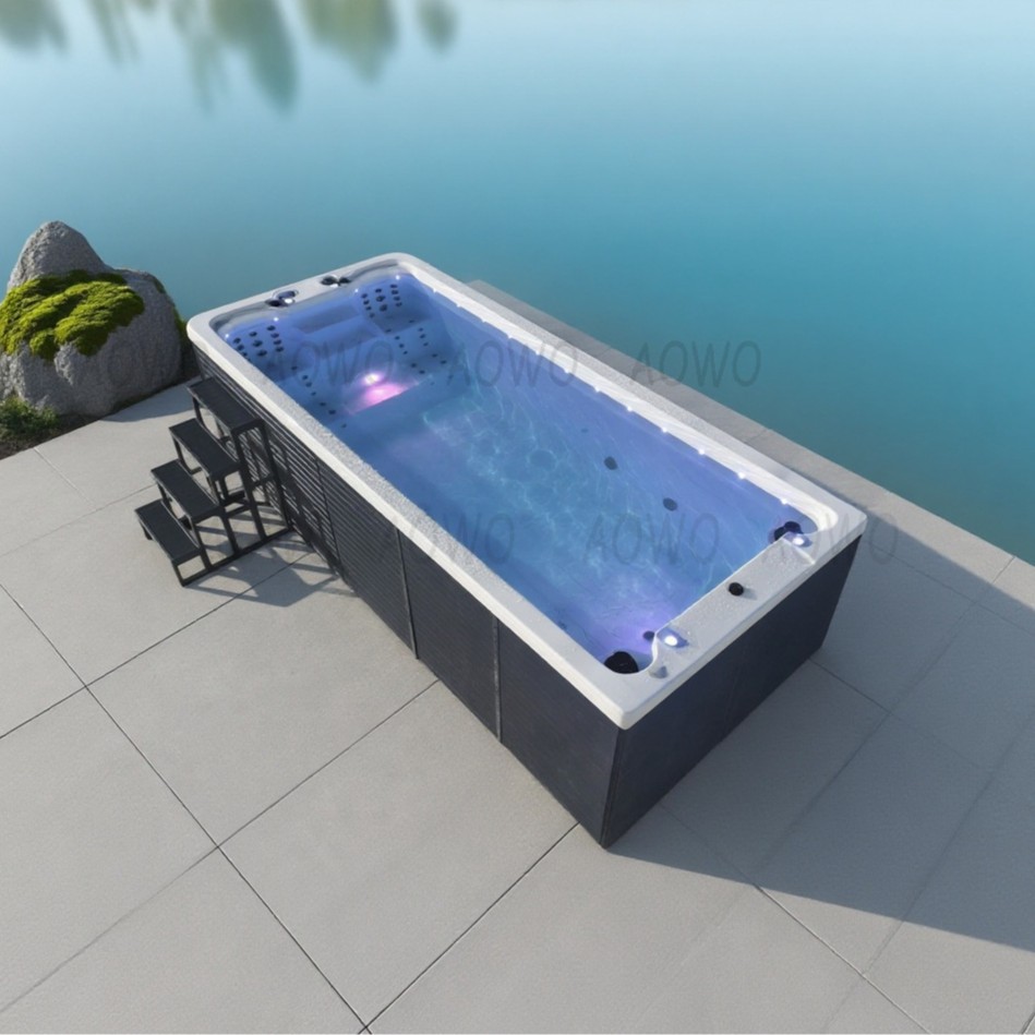 Villa de jardín al aire libre sin piscina de borde inteligente acrílico de importación de 5 metros sistema de entrenamiento de piscina bañera