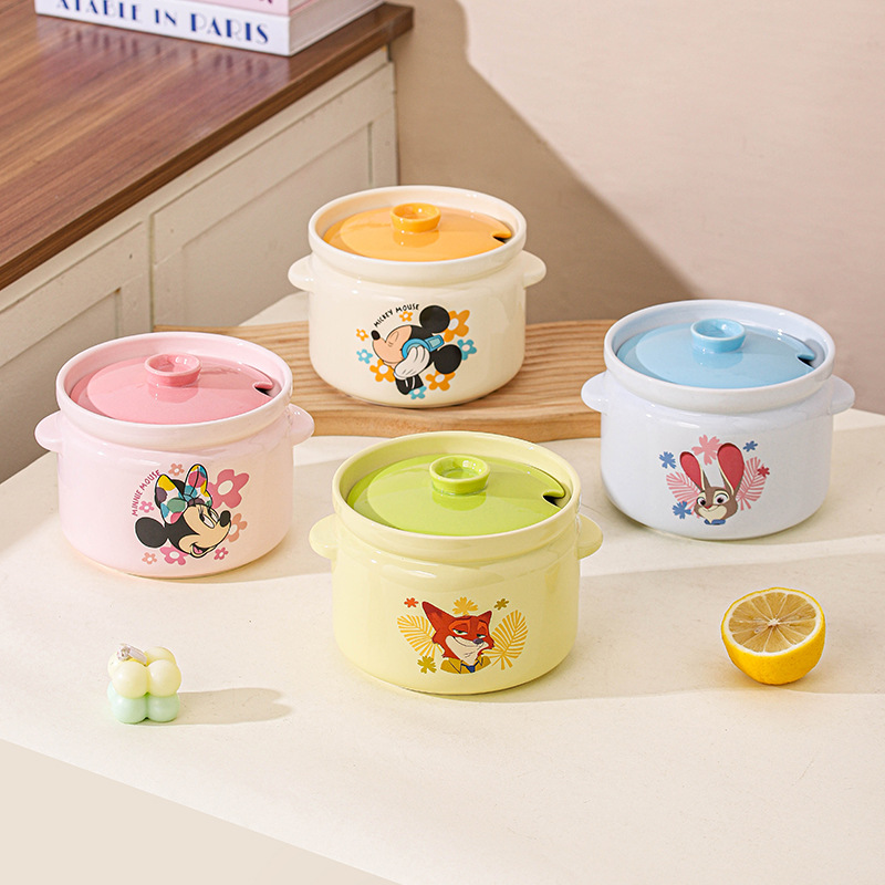 Disney Genuine High-Quality Ceramic Lard Jar with Lid and Hole