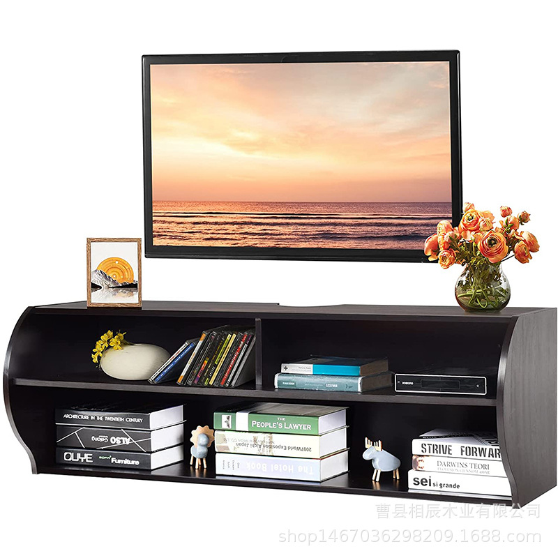 Wall-mounted media console floating TV stand Cabinet 2-layer modern wall-mounted TV component rack