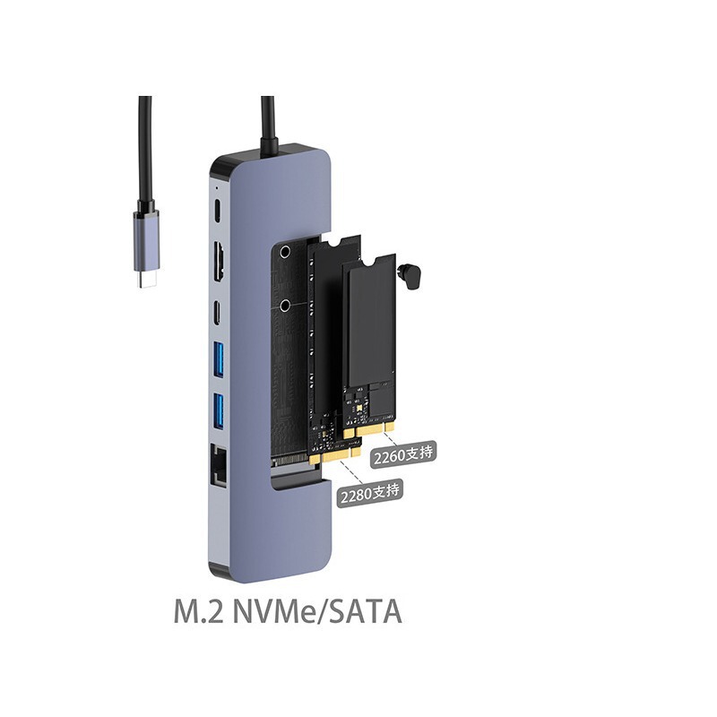 Type-C Docking Station Supports Sata Nvme Protocol Hub Hub M.2 Hard Drive Box Hdmi4K Hd