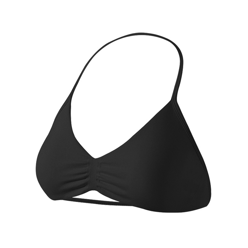 Sujetador deportivo Dyfne para mujer, cuello halter de nailon mate, hermoso diseño en la espalda, sujetador pequeño, a prueba de golpes de alta intensidad, efecto push-up, sujetador para yoga.