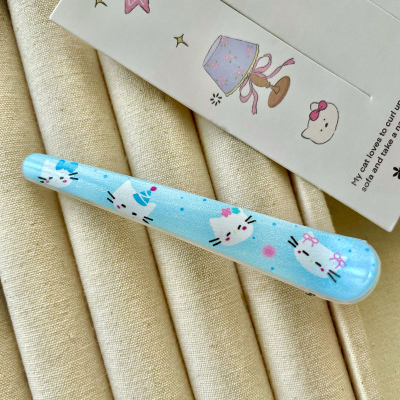 可爱卡通小猫咪发夹女侧边刘海鸭嘴无痕发夹头饰化妆卡通一字发卡|undefined
