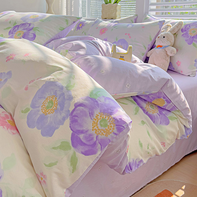 100 algodón cuatro piezas cubierta de cama 2025 nuevo dormitorio de estudiantes sábanas de tres piezas cubierta de cama