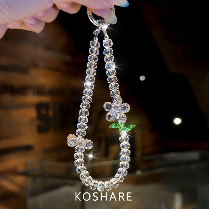 Verano de flores de vidrio frescas cadenas de diamantes flash ligeras de lujo alta sensación bolsos de cristal colgantes colgantes de mano chicas