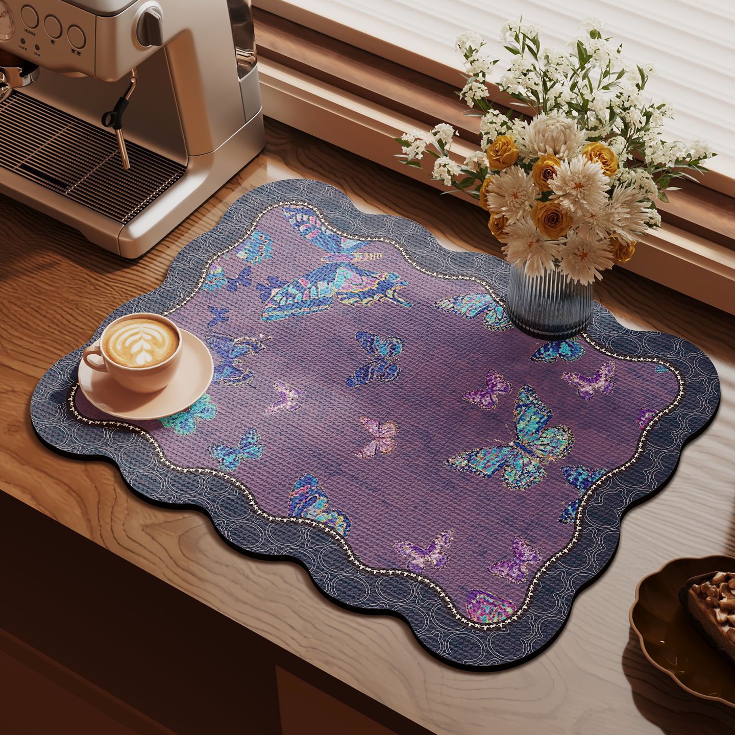 Cocina retro cojín de drenaje cojín antideslizante mesa de comedor cojín de aislamiento térmico resistente al desgaste cojín de barro de diatomas de absorción de agua de secado rápido