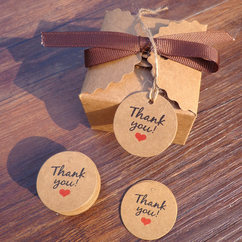 100 thank you handmade thank you red heart kraft paper round tags gift tag card tags