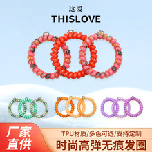 源头工厂美国TT电话线发圈小清新扎头绳饰品发饰高弹力电话线头绳