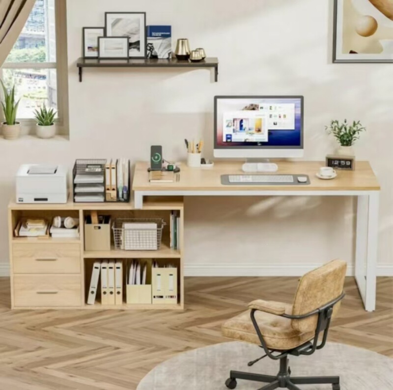 Cross-Border Supply L-Shaped Desk with Drawers and Shelves 55inch Corner Computer Desk Cross-Border Supply L-Shaped Desk with Drawers and Shelves 55inch Corner Computer Desk